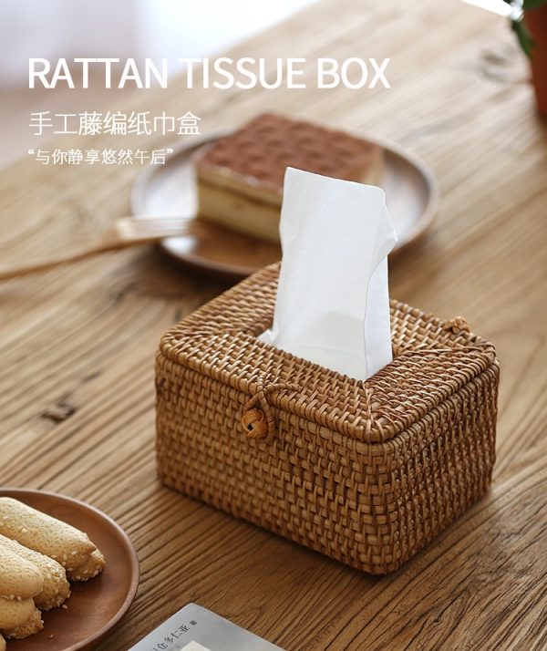 Rattan Tissue Box Home Decoration Handmade Desktop Tissue Rattan Tissue Box For Barthroom Home Hotel And 4