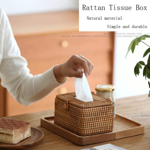 Rattan Tissue Box Home Decoration Handmade Desktop Tissue Rattan Tissue Box For Barthroom Home Hotel And