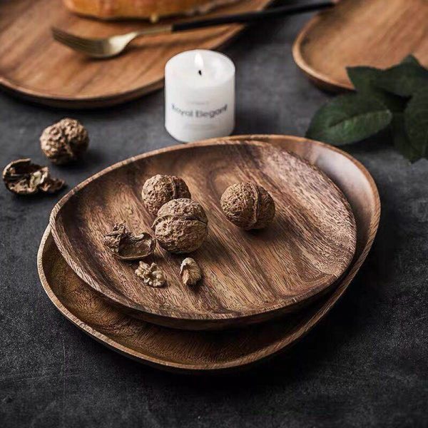 Whole Wood lovesickness Wood Irregular Oval Solid Wood Pan Plate Fruit Dishes Saucer Tea Tray Dessert 3