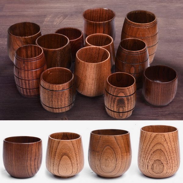 Wooden Big Belly Cups Handmade Natural Spruce Wood Cups Beer Tea Coffee Milk Water Cup Kitchen