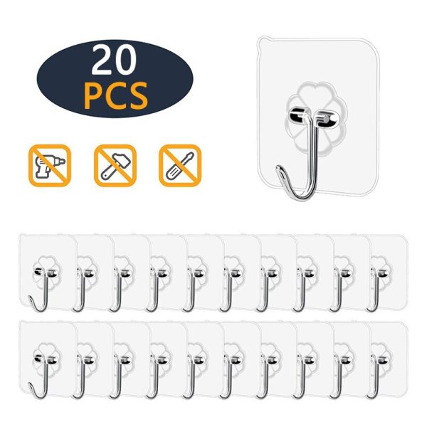 20Pcs Transparent Strong Self Adhesive Door Wall Hangers Hooks Suction Heavy Load Rack Cup Sucker for 5