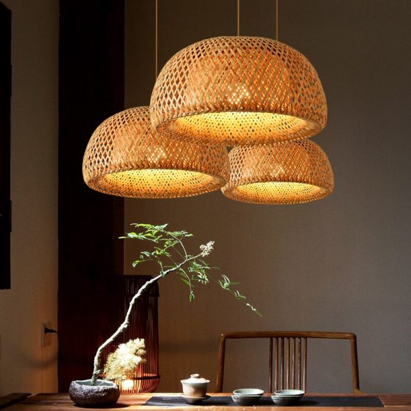 Chinese Hand Knitted Bamboo Pendant Lights Weaving Hanging Lamp Garden Restaurant Home Decor Lighting Fixtures 1