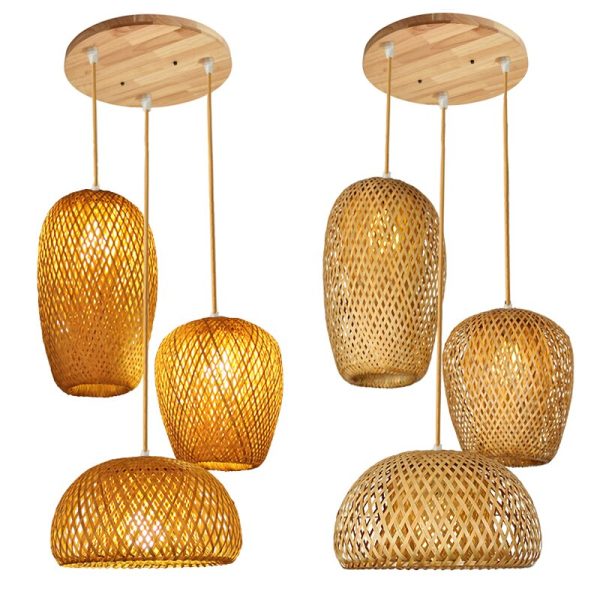 Chinese Hand Knitted Bamboo Pendant Lights Weaving Hanging Lamp Garden Restaurant Home Decor Lighting Fixtures 4