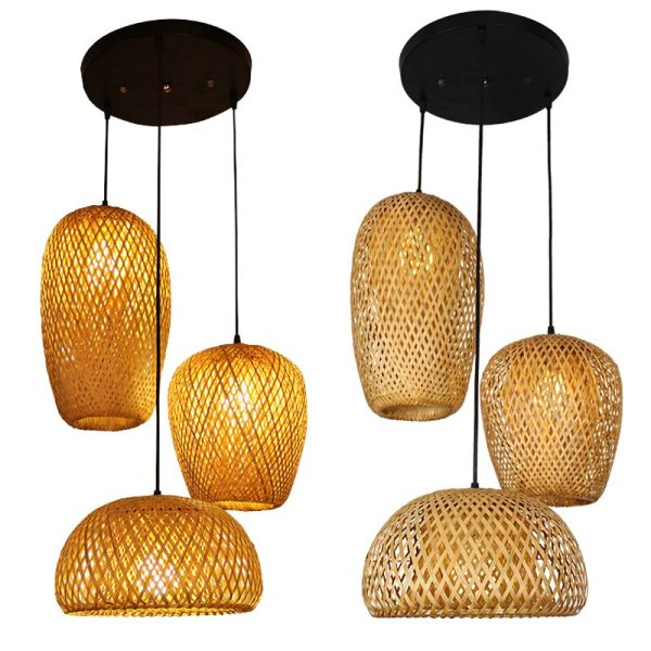 Chinese Hand Knitted Bamboo Pendant Lights Weaving Hanging Lamp Garden Restaurant Home Decor Lighting Fixtures 5