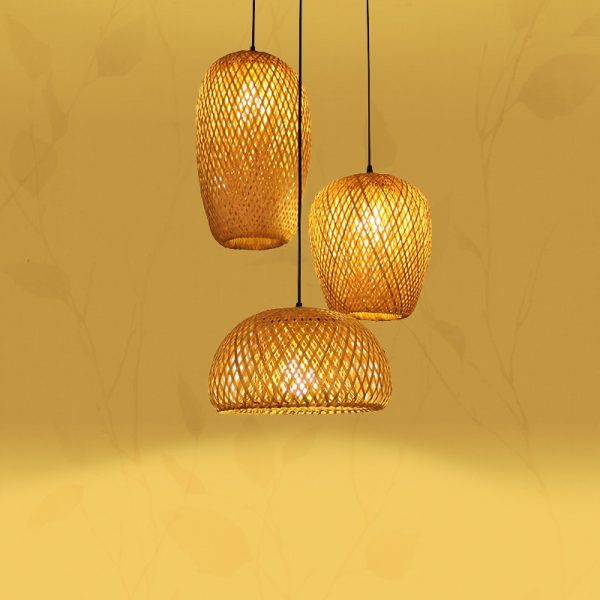 Chinese Hand Knitted Bamboo Pendant Lights Weaving Hanging Lamp Garden Restaurant Home Decor Lighting