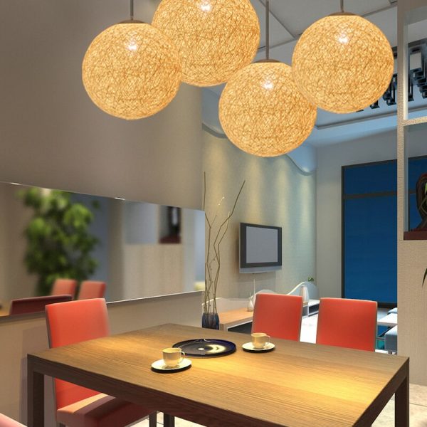 Rattan hemp ball restaurant modern minimalist casual mood chandelier clothing store bar bedroom lamp hemp rope 1