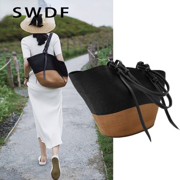 Casual Large Straw Tote Bag Designer Rattan Women Shoulder Bags Handmade Woven Summer Beach Handbags