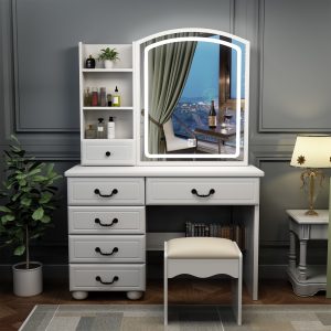Fashion Vanity Desk with Mirror and Lights for Makeup