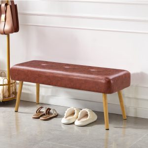 PU Upholstered Bench With Metal Legs .Shoe Changing Bench Sofa Bench Dining Chair .for to Bedroom Fitting Room