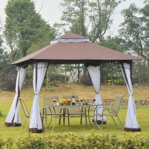 10ft x 10ft Outdoor Patio Gazebo Canopy Tent Coffee-AS
