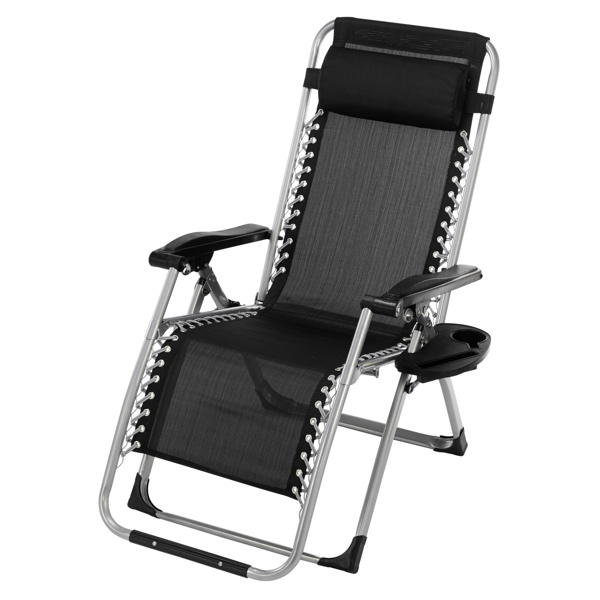  1把装 银框扁管 拉环铝锁 带灰色棉垫 黑色 拉夫曼椅 S001-48