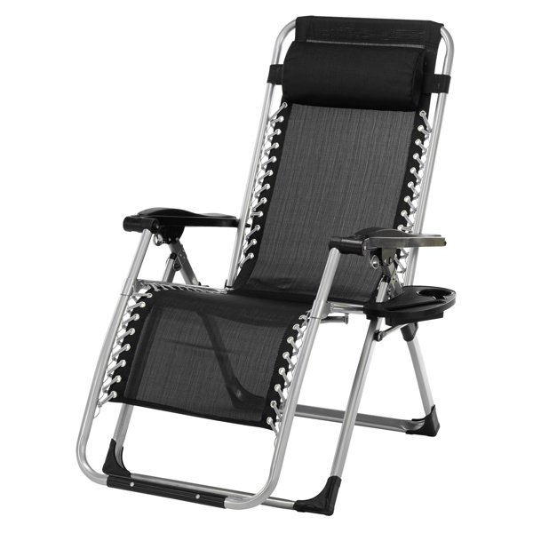  1把装 银框扁管 拉环铝锁 带灰色棉垫 黑色 拉夫曼椅 S001-49