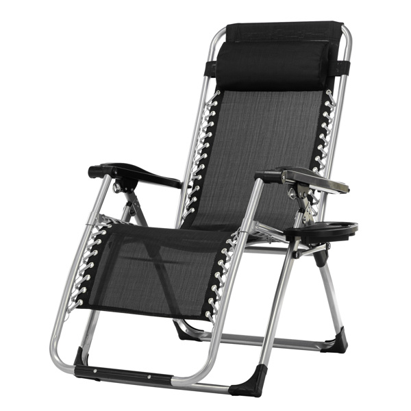  1把装 银框扁管 拉环铝锁 带灰色棉垫 黑色 拉夫曼椅 S001-50